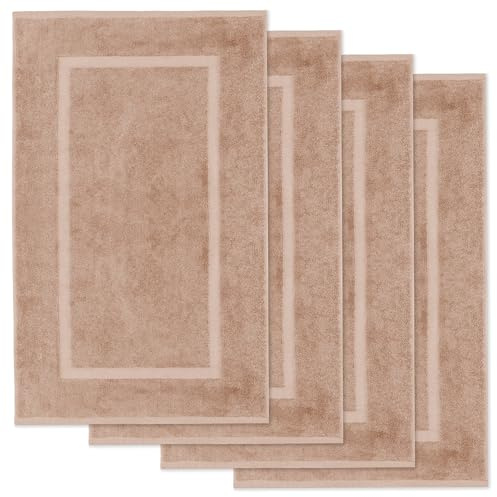 Lavea® 4er Set Badematte 50x80 cm – Cappuccino | Badezimmerteppich 100% Baumwolle, 800 g/m², saugstark, waschbarer Badteppich, Badvorleger – Frottierserie Elena