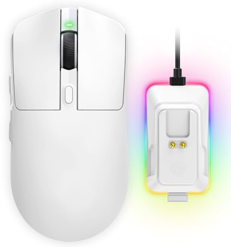 YPBDAN 24000 DPI Wireless Gaming Mouse with RGB Charging Dock | Tri-Mode 2.4GHz/USB-C/Bluetooth, 60H Battery, Ergonomic Lightweight Rechargeable Computer Mouse for PC Mac Laptop