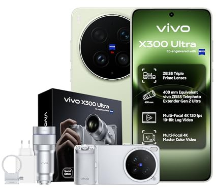 vivo X300 Ultra Smartphone Bundle 5G 16+1024GB Fotocamera ZEISS 200MP | Steppe Green, Kit Fotografico incluso, Snapdragon 8 Elite Gen5, Batteria 6600mAh, Ricarica 100W, IP68/IP69