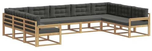 vidaXL Outdoor-Sofagarnitur mit Kissen 9 pcs Weiß und Anthrazit, Zeitgemäße Gartenmöbel, modernes Sofa-Set, gemütliche Lounge für den Pool, Sitzgruppe für den Garten
