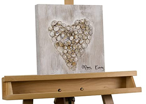 KunstLoft Leinwandbild | 100% HANDGEMALT | 30x30cm | Gemälde 'Heart-warming' | Herz | Braun | Wandbild Wohnzimmer