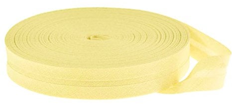 25m Baumwoll-Schrägband 14mm gefalzt, Farbwahl - Einfassband Nahtband Kantenband, Farbe:pastellgelb