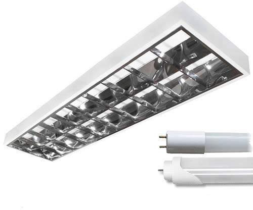 Amslight LED Rasterleuchte Empty 2x120cm T8 LED Tube Neutral 4000K Set