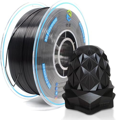 YOUSU Schwarz PLA Filament 1.75mm 1kg,3D Drucker Filament Maßgenauigkeit +/- 0.03mm,Glatter Druck Passend für die Meisten Drucker