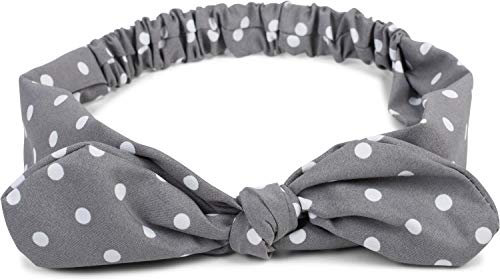 styleBREAKER Damen Haarband mit Punkte Muster, Schleife und Gummizug, Stirnband, Headband, Pinup, Rockabilly, Haarschmuck 04026036, Farbe:Grau