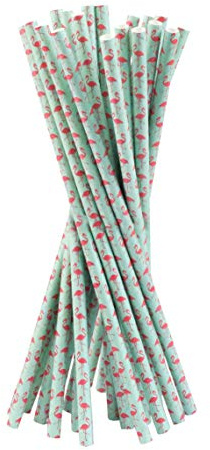 Emartbuy Pack of 75 pcs Disposable Paper Drinking Straws - Pink Flamingoes | Biodegradable alternative for beverages. Perfect for parties, events, catering, and everyday entertaining moments responsibly