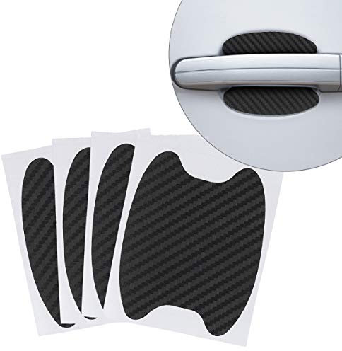 kwmobile 4X Universal Auto Türgriff Lackschutzfolie - selbstklebend - Carbon Schutzfolie Griffmulden Schwarz - 6,8 x 8,5 cm