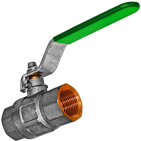 1/2 Zoll QUALITÄTS KUGELHAHN aus Messing | Innengewinde x Innengewinde (IG x IG) | mit Hebelgriff (flach) Grün für Trinkwasser DVGW