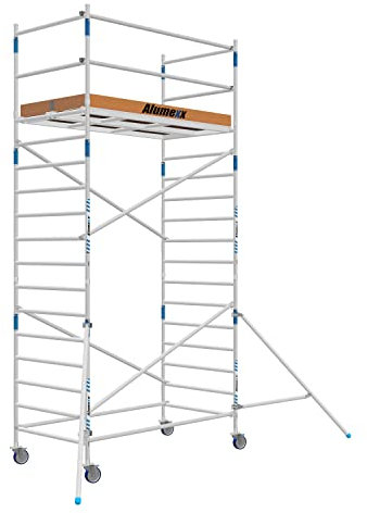 ALX Basic-Line Rollgerüst 75-6,2 Meter Arbeitshöhe - Baugerüst - Innengerüst - Aluminiumgerüst - Gerüst für Innen und Außen - (Carbon plattform, 190 cm)