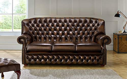 jvmoebel 3 Sitzer Couch Polster Chesterfield Sofa Couchen Sitz Garnitur Neu Antik Braun