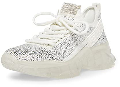 Steve Madden Damen Maxima Sneaker, White Multi Rhinestone, 37 EU