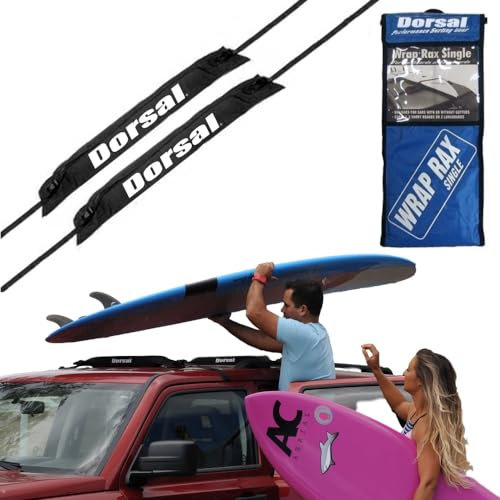 DORSAL Universal Soft Racks with Car Roof Pads Tie Down Straps Storage Bag for Surfboards Kayak Canoe Paddleboards 20 Black