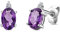 Orovi Schmuck Damen ovale Ohrringe Gold mit Edelstein/Geburtsstein natürlicher Amethyst in Lila verziert mit natürlichen Diamanten Brillanten klassische Ohrstecker aus Weißgold 9 Karat / 375 Gold