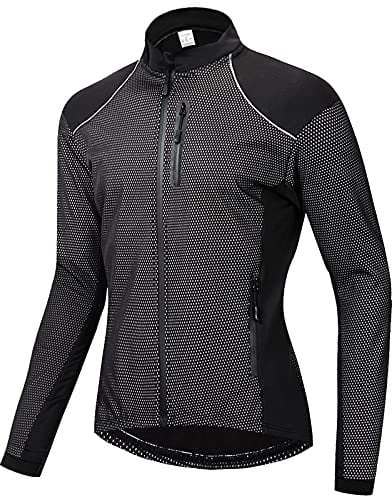 TDHLW Winter Thermo Fleece Jacke für Herren Radfahren, Wasserdichter Winddichter Fahrradmantel Laufwindjacke Reflektierend Fahrradjacke,Schwarz,XXL