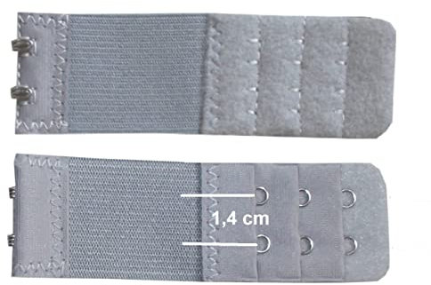 U.W. BH Verlängerung 2 Haken 3 Reihen Verschluss Gummi Erweiterung um 6-13 cm (Grau)