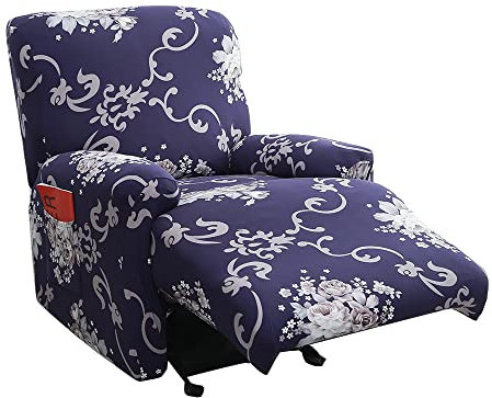 Highdi Stretchhusse für Relaxsessel Multifunktion Sesselbezug 4-teiliges Set Super Weicher Stoff Komplett Ruhesessel Bezug Sesselschoner, für Fernsehsessel, Liegesessel (Lila Retro)