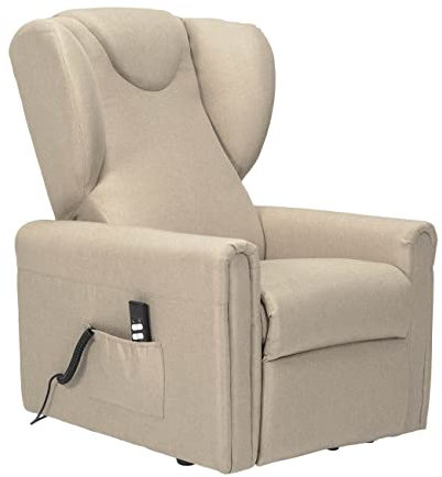 POLTRONE ITALIA Barbara2 Large PERSONALISIERTEN Sessel mit aufstehhilfe Große Größen 160kg verstärkte Mechanik Mikrofedersitz schmutzabweisend Hellbeige