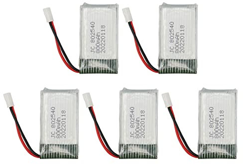 5PCS 3.7V 800mAh Li Battery, 802540 RC Drone Battery Replacement UAV Backup Lipo Battery for SYMA X5C X5C 1 X5 X5SC X5SW M68 K60 HQ 905 CX30 RC Quadcopter