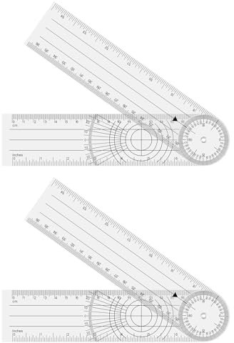 Catelves Winkelmesser, 2 Stück Goniometer Physiotherapie, PVC Medizinischer Winkelmesser 360° Winkel Transparenter Gelenkmesser 38cm Spinal Lineal Winkellineal für Physiotherapie