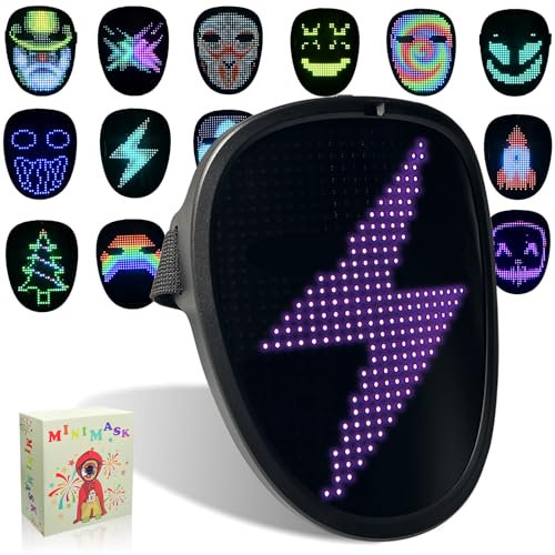 MOYACA Kinderkostüm LED-Maske mit Gestenerkennung, leuchtende Maske für Kinder, Halloween, beleuchtete Gesichtsverwandlungsmaske für Kinder, Studenten, Kostüm, Cosplay-Party