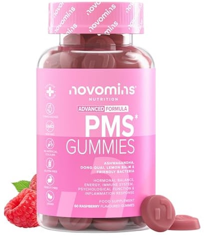 PMS Supplements for Women | 60 Gummies | 500 Million CFU | Novomins | PMS Gummies with Vitamin B6, Magnesium | Hormone Balance for Women | Vegan & Gluten-Free