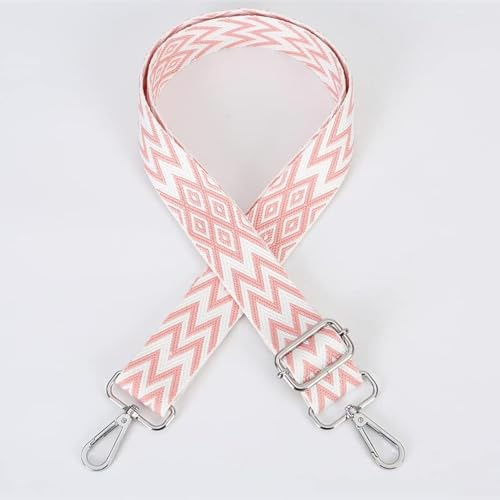 SYSUII Verstellbarer Schultergurt 3.8cm Breiter Schulterriemen mit Silber Karabiner 80-140cm Umhängegurt Taschenhenkel DIY Handtasche Strickmuster Trageriemen Umhängegurt für Damen TaschenRosa