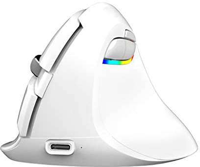 JUSHZ Wireless Mouse Computer Mouse for Laptop Gaming Ergonomic Mice Pointing Device Vertical USB Bluetooth 4.0 Mode Double Rechargeable Photoélectrique 2.4G Ergonomie (103x89x69mm,White)