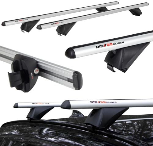RIDIGO Glider Dachträger für VW Sharan 2 II ab 2010 | Aluminium, 75 kg Tragkraft, offene Dachreling, Silber