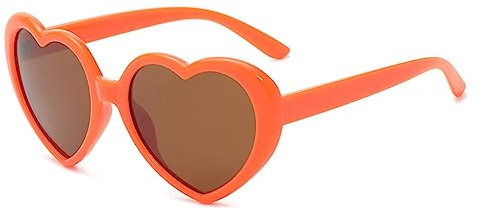 WDZAYXC Herz Polarisierte Retro Sonnenbrille für Damen und Herren, Gradient Gläser, süß und stylisch, UV400 Schutz(Orange/Tee)