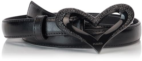 Pinko Damen Love Heart H2 Belt Leder Vintage Gürtel, Z99b_schwarz Limousine Block Color, S