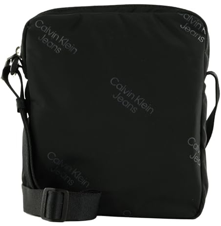 Calvin Klein Jeans Herren Umhängetasche Essentials Reporter Klein, Schwarz (Black/Pinstripe Grey), Einheitsgröße