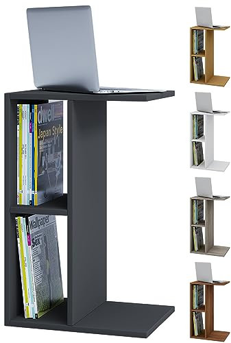 VCM Holz Beistelltisch | Couchtisch schlicht | Maße ca. H. 63 x B. 40 x T. 30 cm | Wohnzimmertisch | Kaffeetisch - Nachto Anthrazit