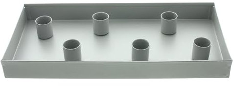 Stabkerzenhalter Magnet, Metall, mattgrau, 6 Magnethalterungen, möbelschonende Kunststoffnoppen Maße: Tablett 30 x 15 x 3 cm, passend für Stabkerzen max. Ø 2,2 cm, ohne Kerzen