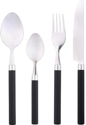 Juego de cubertería 24 pzs acero inox happie black