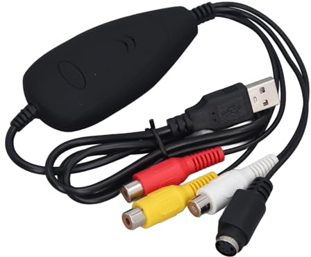 USB 2.0-Videoaufnahmekarte, USB 2.0-Videokonverter mit VHS-VCR-TV-zu-DVD-Adapter, Konvertieren von Analogen Videos in Digitale Dateien, Unterstützt NTSC, PAL