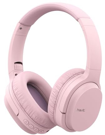 HAVIT I62 Faltbare Kopfstütze Bluetooth Kopfhörer mit Mikrofon - SD-Karte, FM (Pink)