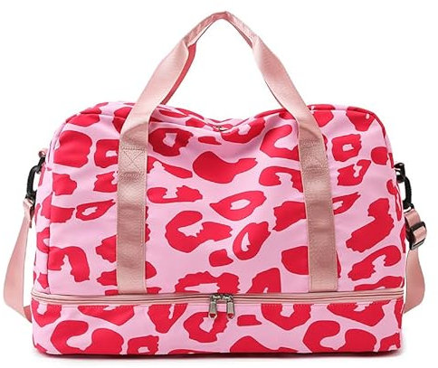 HATAMOTO Weekender Duffel Sport Gym Bag Übernachtung Reise Seesack mit Schuhfach Nassfach, G02-Pink