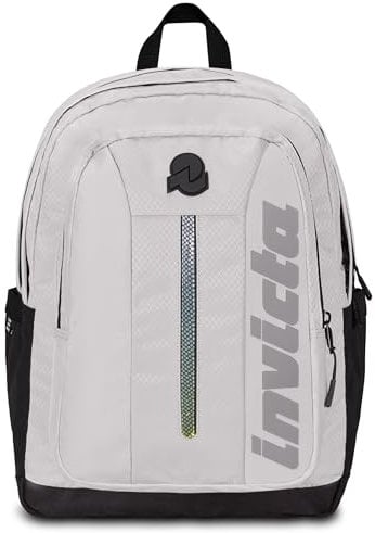 Invicta Jelek Up Schulranzen, Tagesrucksack, Rucksack mit Trinkflaschenfach, Laptopfach, Extra Platz - 38 LT - Unisex, für Schule, Sport und Freizeit, Uni, grau - Mädchen Jungen