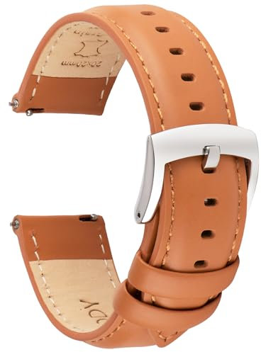 OTTOODY Leder Uhrenarmbänder 18mm 19mm 20mm 21mm 22mm Armband, Schnellverschluß Eleganten Leder Uhrenarmband für Herren und Damen, Hochwertige Ersatz Leder Armband für Uhr und Smartwatch