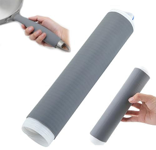 MiOYOOW 2Pcs Heat Resistant Silicone Pot Handle Covers, Easy Cleaning, Grey, Thickened Handle Mitts for Cast Iron Skillet