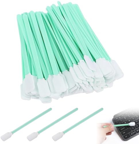 50 Stuck Reinigungsstäbchen,Wattestäbchen Großer Kopf,Wattestäbchen Lang,Polyesterfaser Staubfreies Wattestäbchen für Kamera Objektiv Festplatte Tintenstrahldrucker (128x15.6mm)