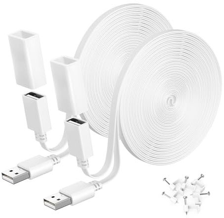 Itramax Ring Camera Extension Cable 4.5M 2Pack,Flat USB Extension Lead Compatible with WYZE Cam V4 V3 V2,OG,Blink 4(4th Gen),Mini 2,Blink XT,Google Nest,Weatherproof Power Extender Charging Cord,15FT