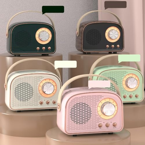Altoparlante compatto retrò, mini altoparlante portatile compatibile con retrò, altoparlante vintage, radio classico vecchio stile, per disco USB, scheda TF, uscita audio, radio FM (erba verde)