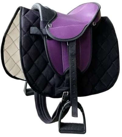 Brama West Kinder Shetty Sattel Set „My Little Pony“ | Sattel für Shetty Pony Holzpferd Plüschpferd | mit Satteldecke, Sattelgurt, Steigbügel & Steigbügelriemen - Lila