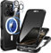 seacosmo Magnetic for iPhone 16 Pro Max Case, Privacy Phone Cover Compatible with Magsafe Built-in Anti Peep Tempered Glass Privacy Screen Protector and Camera Protective Full Body Shockproof -Black