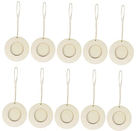 Alipis 10 Stücke Mini Runde Holz Foto Rahmen Bild Mit Hängenden Seil Holz Handwerk Für