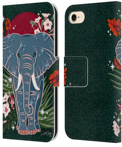 Head Case Designs Officially Licensed Cat Coquillette Elephant And Aloe Tropical Wildlife Leather Wallet Case Compatible With Apple iPhone 7/8 / SE 2020 & 2022
