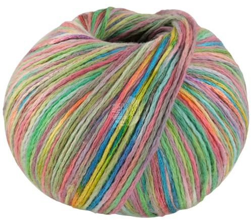 LANA GROSSA Cotonella Multi | Weiches, bedrucktes Kettengarn aus unmercerisierter Pima Baumwolle mit kleinen Glanzlichtern | 75% Baumwolle & 25% Polyacryl | 100g Wolle, Stricken | 270m Garn FB 105