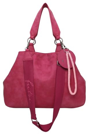 Fritzi Izzy Vintage Shopper Kunstleder Damen Handtasche Umhängetasche City vegan Etui Kordelschnur 29 x 42 x 15 cm – Rosa, Schwarz, Cognac, Olive, Grau, Beige, Pink, Blau, Curry, Rot, Anthrazit
