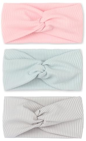 KGDUYC 3PCS Kinder Haarband aus Strick - Stirnband Kinder, Haarband Mädchen, Bequem & Stilvoll, Perfektes Accessoire für Mädchen (rosa+grau+blau)